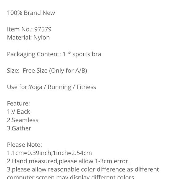 Deep V Back Sports Bra, Gathered Shockproof Running Bra, Seamless In one size - Picture 2 of 7